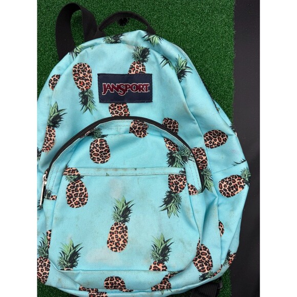 Jansport Half Pint Mini Backpack Blue Pineapple Print - Picture 3 of 9